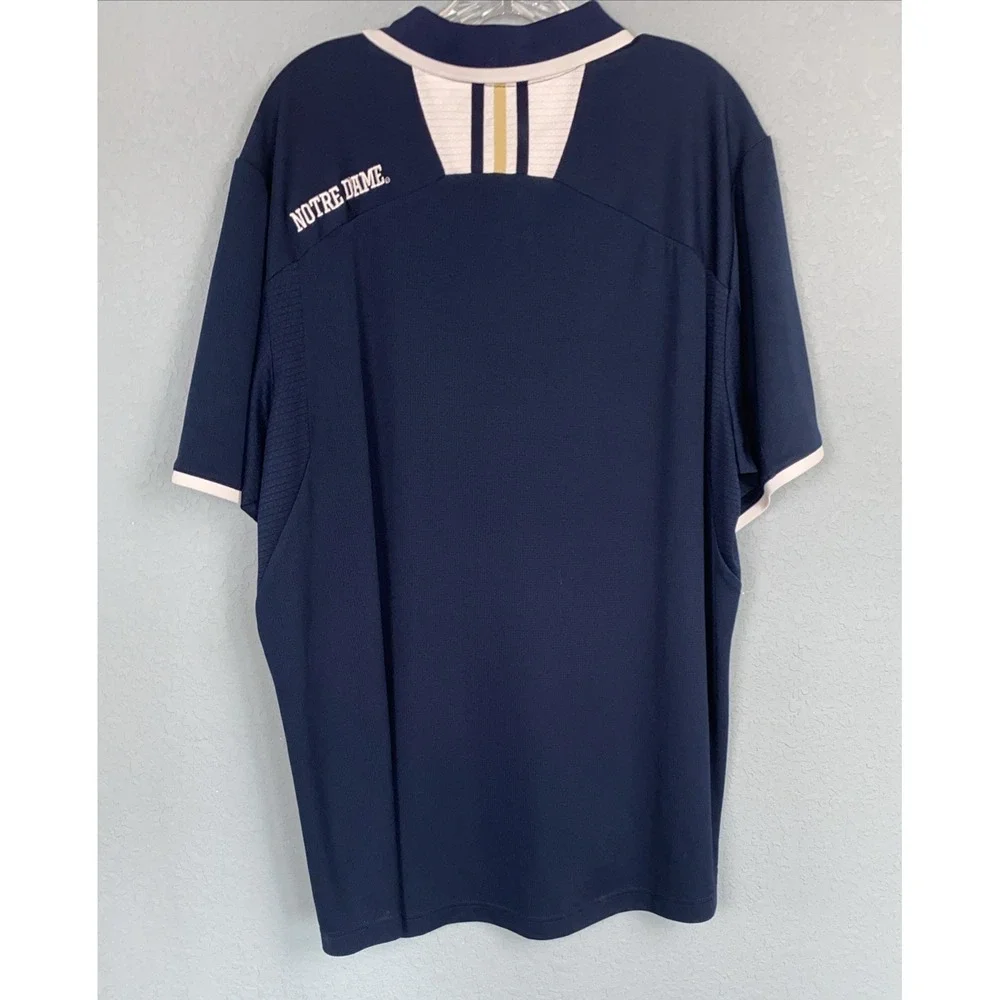 Adidas Notre Dame Mens XXL 2XL Climalite Navy Blue With White Golf Polo‎